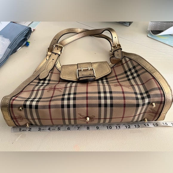 VINTAGE RARE BURBERRY HAYMARKET NOVA CHECK METALLIC SHOULDER  BAG - Picture 10 of 13